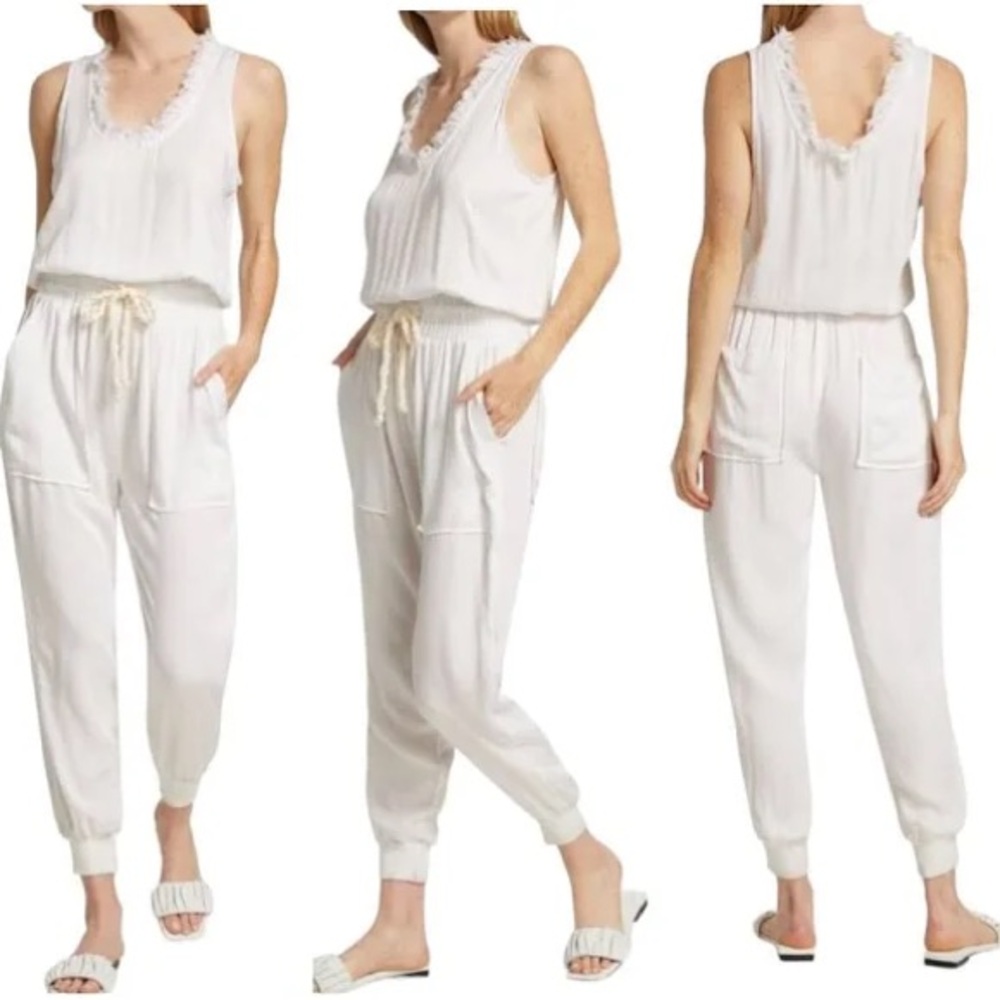 Ramy Brook White Lace Trim Jumpsuit